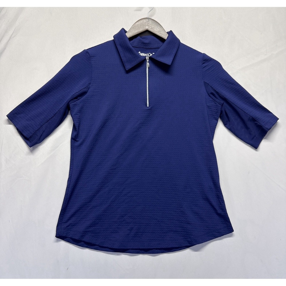 IBKUL Golf Shirt Womens Small Royal Blue Quarter Zip Athletic Performance Tennis